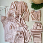 LONG SLIT SILK NIGHTY SET 5 PCS 😍😍
