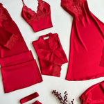 LONG SLIT SILK NIGHTY SET 5 PCS 😍😍
