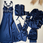 LONG SLIT SILK NIGHTY SET 5 PCS 😍😍