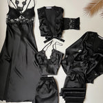 LONG SLIT SILK NIGHTY SET 5 PCS 😍😍